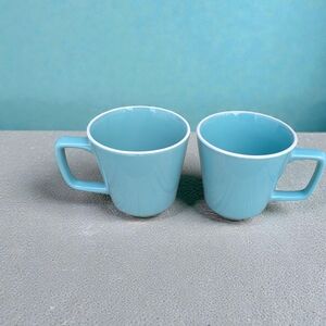 Room Essentials Aqua Blue Stoneware Mugs Minimalist Modern Set Of 2
